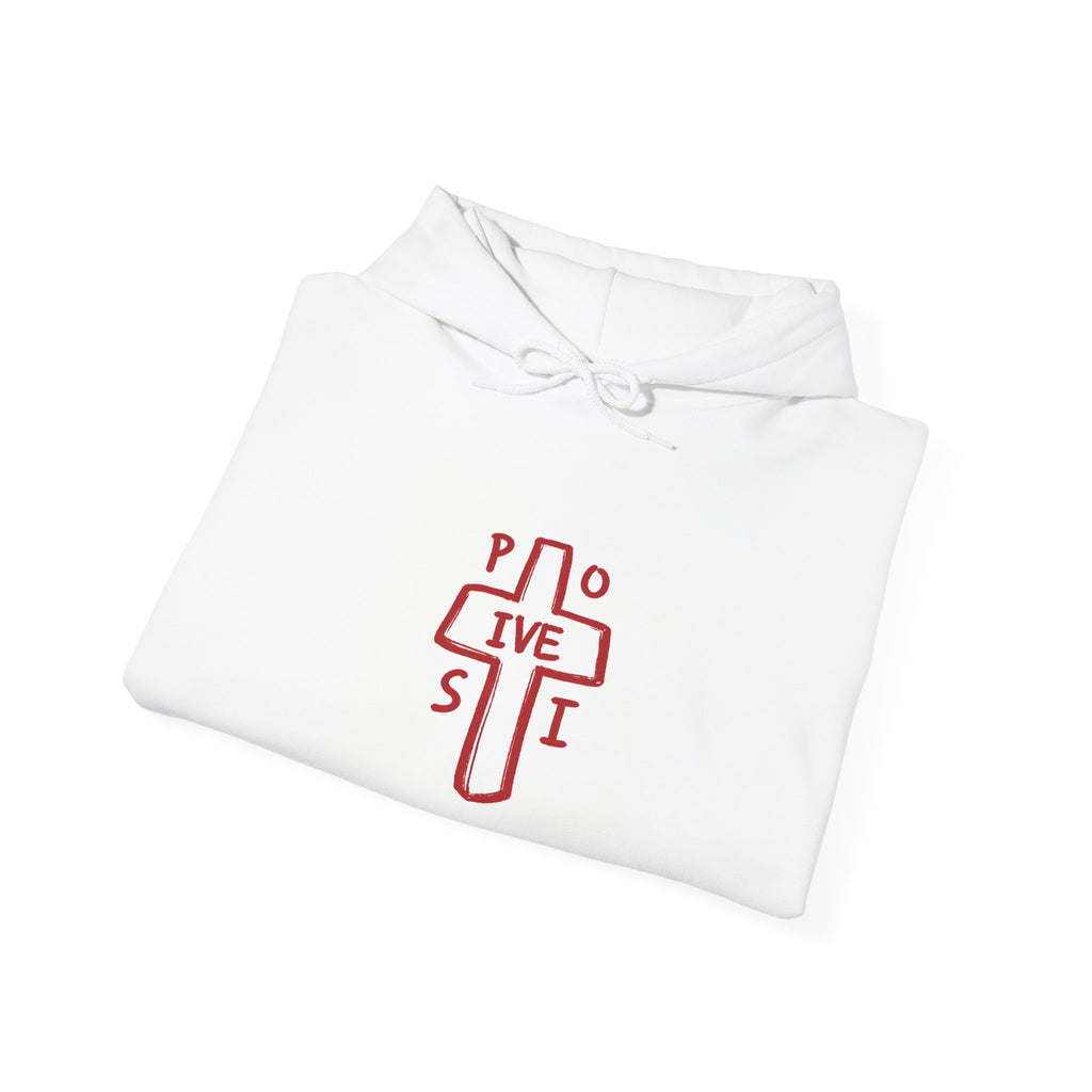 Positive Cross Hoodie – Minimal Red 'POSITIVE' Cross Graphic Sweatshirt