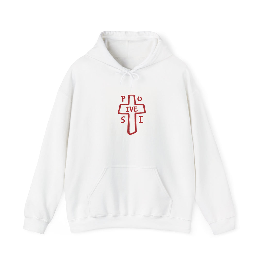 Positive Cross Hoodie – Minimal Red 'POSITIVE' Cross Graphic Sweatshirt