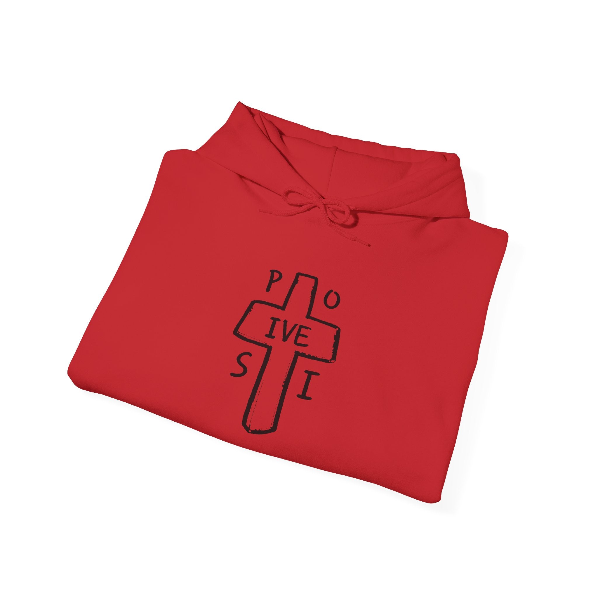 Christian Cross 'P O S I T I V E' Minimalist Hoodie — Positive Faith Graphic Sweatshirt